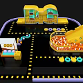 Colorful Kids Playground With BIG Sign Slide Ball Pit And Play Equipment