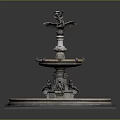 Ornate Garden Decorative Fountain With Multi Tiered Design Circular Basin And Top Statue