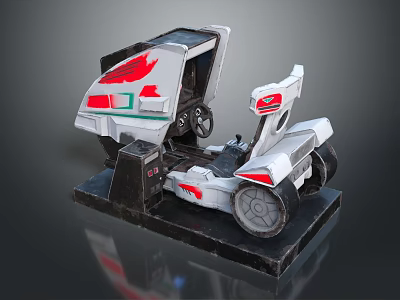 Futuristic White And Red Motorcycle Model With Streamlined Design And Display Base 3d model