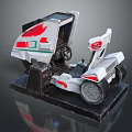 Futuristic White And Red Motorcycle Model With Streamlined Design And Display Base 3d model