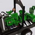 Trailer Mounted Industrial Equipment With Green Engine Radiator And Piping System