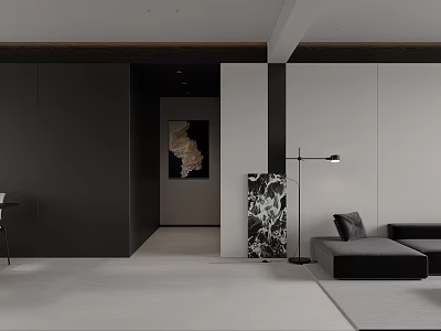 Modern Minimalist Dining Table Set Matches Sleek Monochrome Open Plan Home Interior 3d model