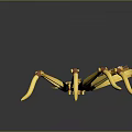 Yellow Mechanical Spider with Multiple Legs and Gear Structure on Black Background with Reflection