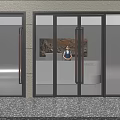 Modern Glass Double Doors With Metal Frame And Interior Reception Counter