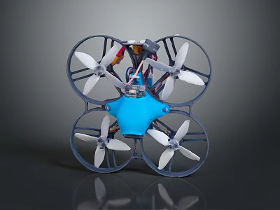 Professional Quadcopter Drone Equipment With Blue Body Transparent Frame And Four Propellers 3d model