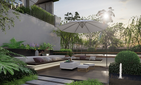 Modern courtyard landscape 3d model