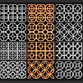 Architectural Components Featuring Diverse Geometric Patterns And Perforated Designs In Multiple Colors 3d model