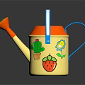 Yellow Watering Can With Orange Spout Lid Blue Handle And Strawberry Cactus Flower Designs