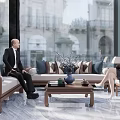 Modern Living Room Sofa and Coffee Table Set With Throw Pillows and Vase Decor
