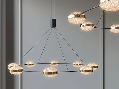 Modern Circular Chandelier With Metal Frame And Crystal Accent Light Fixtures 3d model
