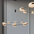 Modern Circular Chandelier With Metal Frame And Crystal Accent Light Fixtures