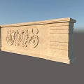 Classical Stone Garden Wall With Intricate Floral Carvings And Decorative Patterns