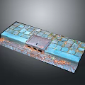 Detailed Urban Street Section Model With Blue Curb Gray Paving Tiles and Metal Manhole Cover