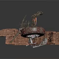Industrial Installation With Rock Base And Intricate Metallic Mechanical Structures