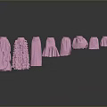 Pink Dresses Various Styles Including Layered Ruffled A line Designs on Gray Background with Reflections