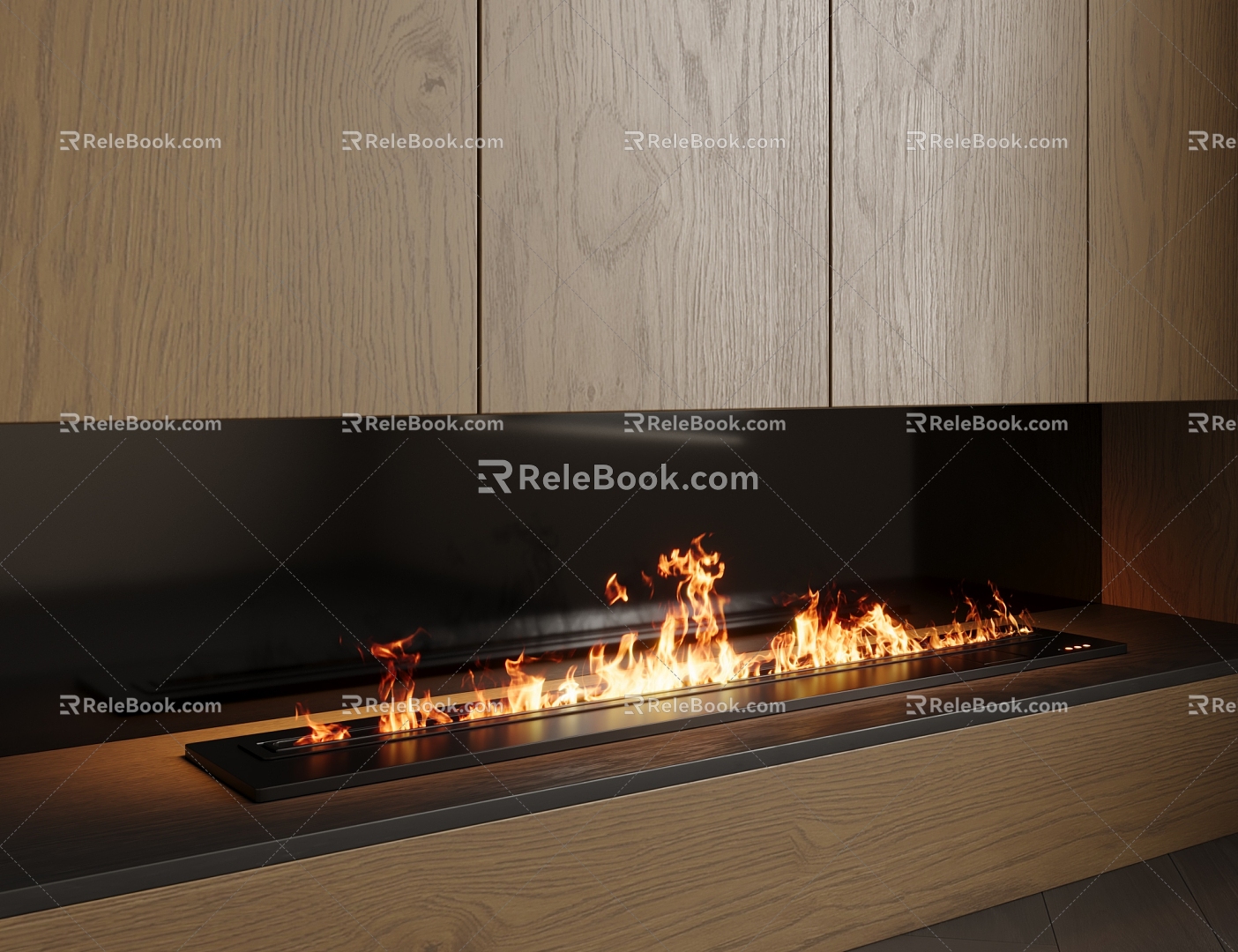 Fireplace electric flame stove 3d model