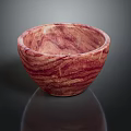 Red And Pink Swirled Marble Bowl As Daily Life Decorative Item With Smooth Surface