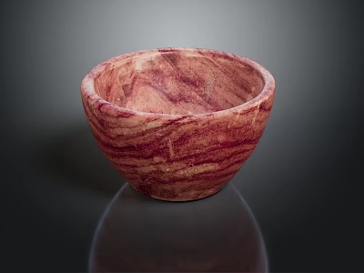 Red And Pink Swirled Marble Bowl As Daily Life Decorative Item With Smooth Surface 3d model