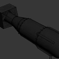 Black Cylindrical Military Weapon Featuring Square Connection And Metal Components 3d model