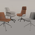 Modern Office Chairs in Brown White Orange with Metal Base and Wheels Design