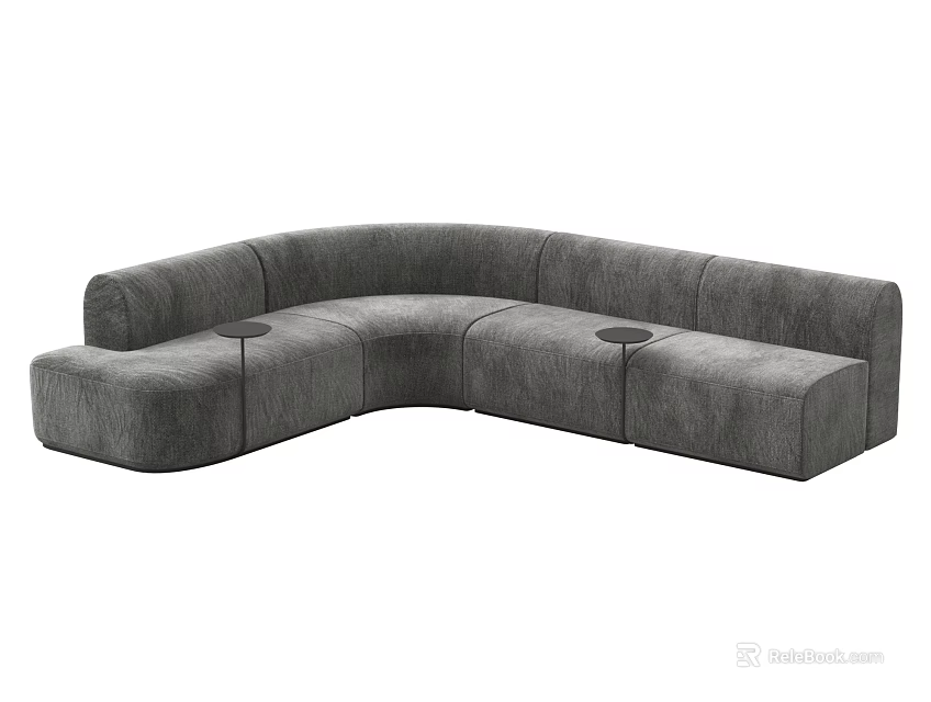 Modern Gray Curved Modular Sectional Sofa With Upholstered Comfortable Seating Design 3d model