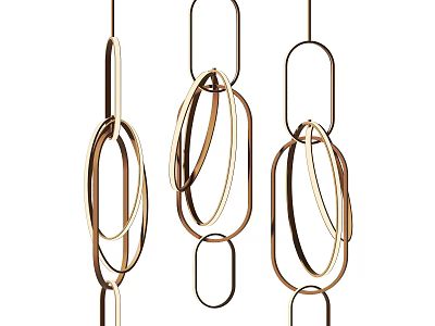 Elegant Modern Metallic Ring Chandeliers With Interlocking Circular Design For Contemporary Interior Decoration 3d model