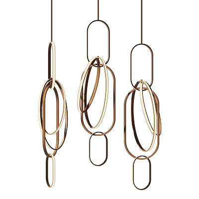 Elegant Modern Metallic Ring Chandeliers With Interlocking Circular Design For Contemporary Interior Decoration 3d model