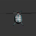 Turquoise Helicopter Model with Modern Stylish Design and Red Tip Rotors on Reflective Surface