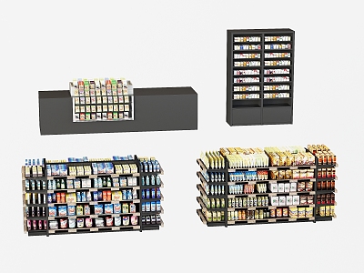 Supermarket Shelf Display Rack Commercial Supermarket Commissary Commodity Display Rack Bar Desk 3d model