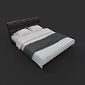 Modern Double Bed With Dark Brown Leather Headboard White Sheets And Dark Blanket