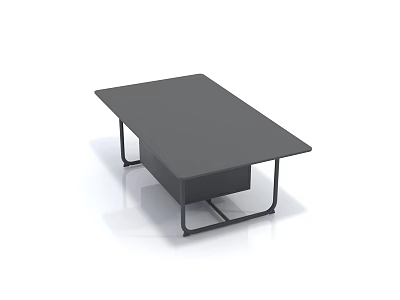 Modern Dark Gray Coffee Table With Metal Frame And Lower Storage Shelf 3d model
