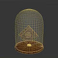 Decorative Home Clock With Intricate Design Transparent Glass Dome And Wooden Base