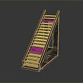 3D Model Industrial Metal Staircase With Steps And Reflective Base Structure 3d model