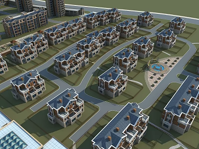 Jianou double villa bird's eye view 3d model