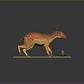 3D Orange Spotted Animal Model Standing On Mossy Platform With Green Fern