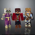 Pixel Art Game Characters Wearing Three Colorful Outfits And Unique Looks