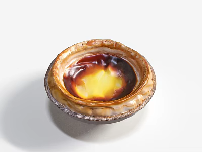 Delicious Creamy Crème Brûlée With Caramelized Top In Decorative Ceramic Bowl 3d model