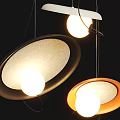 Modern Oval Pendant Lights With Black Orange Frames And White Spherical Shades