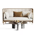 Stylish Modern Outdoor Sofa Set With Wicker Chairs Coffee Table And Comfortable Decorative Cushions