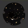 Decorative Black Wizard Hat Featuring Gold Stars Small Moon Branch Decoration And Curled Edge