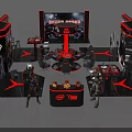 Intel Gaming Exhibition Booth With Large Display Screens Character Statues And Modern Design Elements 3d model