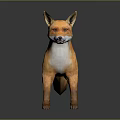 Game Movie Character Orange Fur White Underbelly Fox 3D Model Standing Pose Dark Background