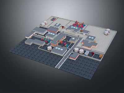 Colorful Cartoon Scene With Various Buildings Different Roof Designs Small Paths And Playful Decorations 3d model