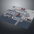 Colorful Cartoon Scene With Various Buildings Different Roof Designs Small Paths And Playful Decorations