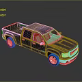 Black Pickup Truck With Cab Cargo Bed Silver Rims On Gray Background With Reflection