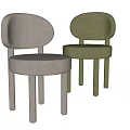Modern Neutral And Green Single Chair With Round Backrest Velvet Fabric Cylindrical Legs