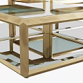 Modern Nested Coffee Table Set With Glass Top And Gold Metal Frame 3d model