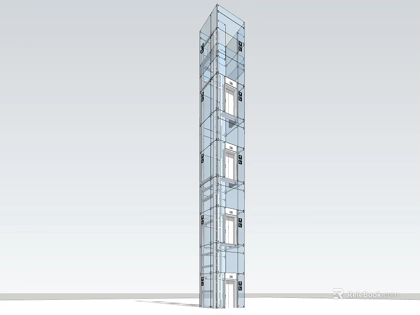 Modern Elevator Structure Design For Multi Floor Building With Vertical Shaft 3d model 