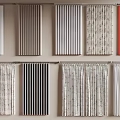 Various Curtain Designs Featuring Striped Floral And Solid Color Patterns 3d model