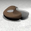 Modern Abstract Sofa With Unique Curved Design Brown And Light Gray Fabric Round Cushions